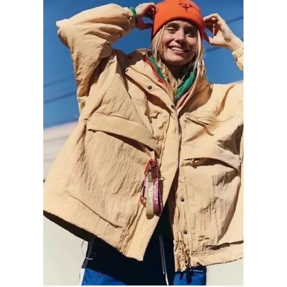 Free People Nectar Utility Anorak Jacket Nectar Hooded Drawstring Oversized M L
